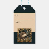 Igel im Wald William Morris-Stil Geschenkanhänger (Rückseite)