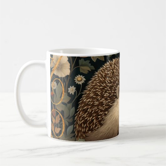 Igel im Wald William Morris-Stil Kaffeetasse (Links)