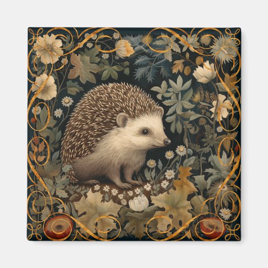 Igel im Wald William Morris-Stil Magnet (Vorne)