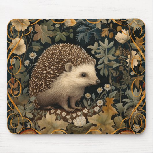 Igel im Wald William Morris-Stil Mousepad (Vorne)