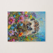 Igel im Wildblumenfeld Puzzle (Horizontal)