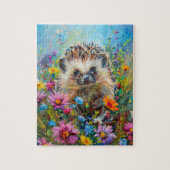 Igel im Wildblumenfeld Puzzle (Vertikal)