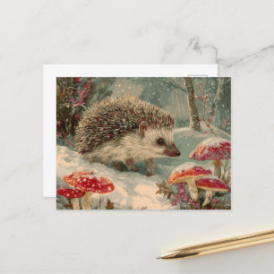 Igel im Winterwald Postkarte