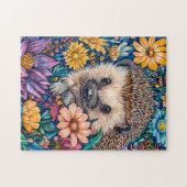 Igel in der blühenden Blume Bett Puzzle (Horizontal)