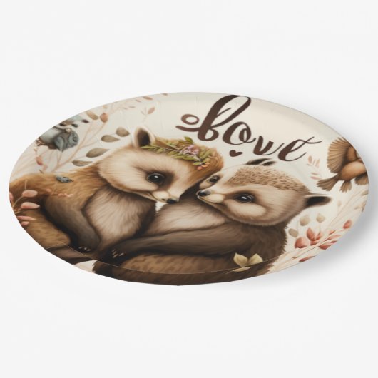 Igel in der Liebe Pappteller (Schrägansicht)