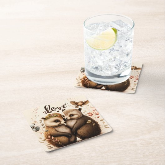 Igel in der Liebe Rechteckiger Pappuntersetzer (Vor Ort)