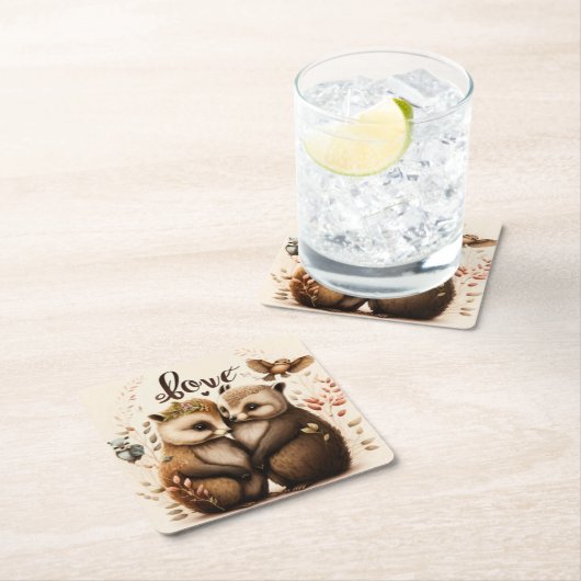 Igel in der Liebe Rechteckiger Pappuntersetzer (Vor Ort)