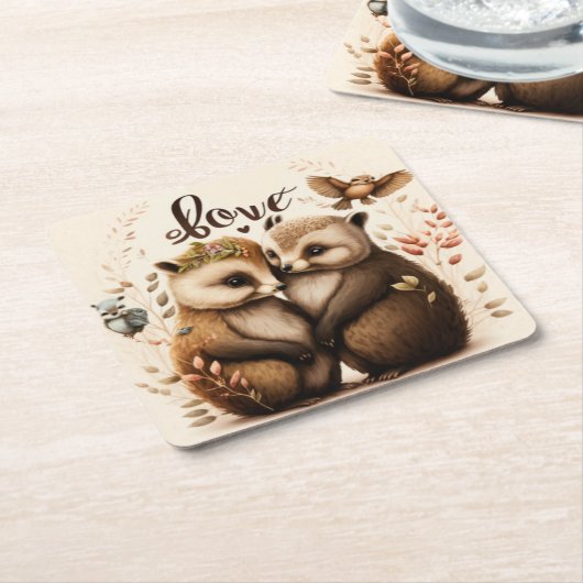 Igel in der Liebe Rechteckiger Pappuntersetzer (angewinkelt)