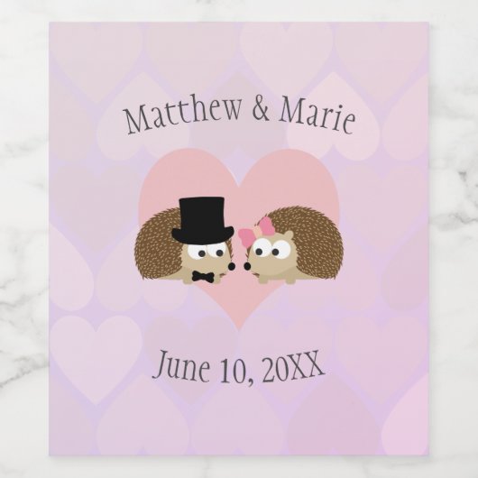 Igel in der Liebe Weinetikett (Einzelnes Label)