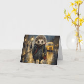 Igel in der Nebel-Aquarellgestaltung Karte (Gelbe Blume)