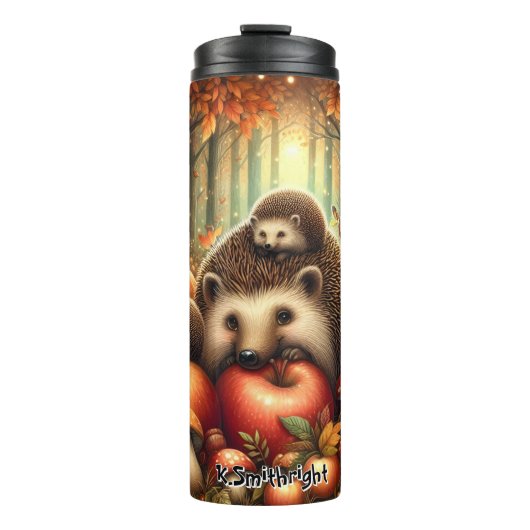 Igel in einem Herbstwald Thermosbecher (Vorderseite)