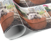Igel in einem Tongefäß Geschenkpapier (Rolleneckpunkt)