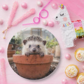 Igel in einem Tongefäß Pappteller (Party)