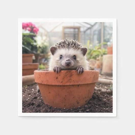 Igel in einem Tongefäß Serviette (Vorderseite)