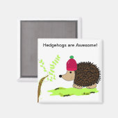 Igel in einer Roten Szene Magnet (Vorderseite/Rückseite)