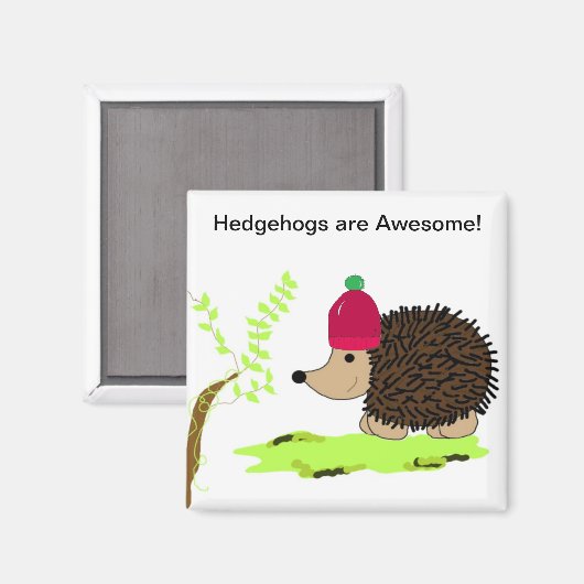 Igel in einer Roten Szene Magnet (Vorderseite/Rückseite)
