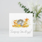 Igel in Herbstblättern Feiertagskarte (Stehend Vorderseite)