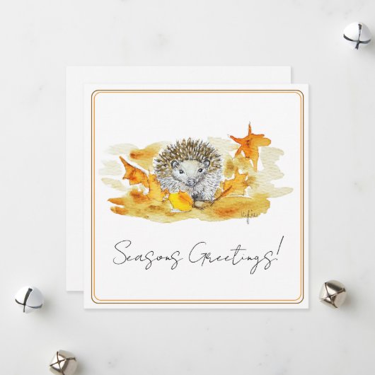Igel in Herbstlaub Feiertagskarte (Vorderseite/Rückseite Beispiel)