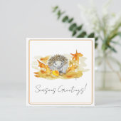 Igel in Herbstlaub Feiertagskarte (Stehend Vorderseite)