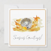 Igel in Herbstlaub Feiertagskarte (Vorderseite)