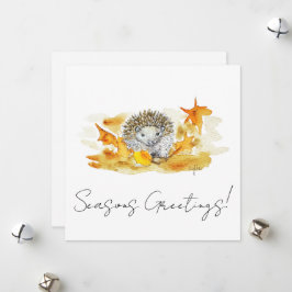 Igel in Herbstlaub Feiertagskarte