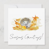 Igel in Herbstlaub Feiertagskarte (Vorderseite)