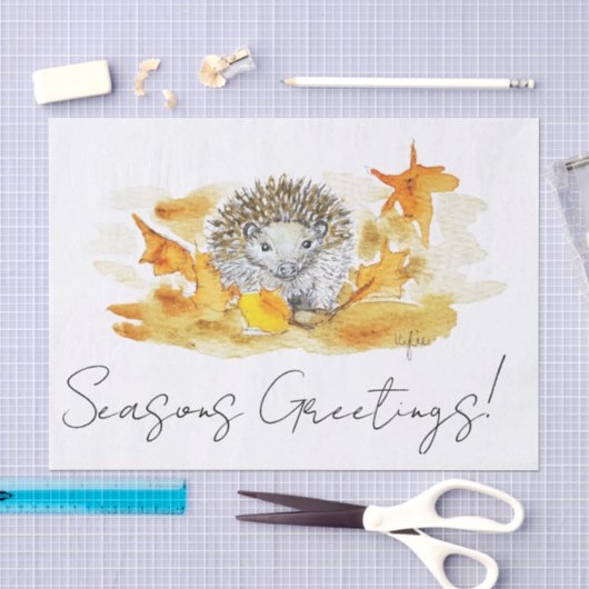 Igel in Herbstlaub Seidenpapier (Handwerk)