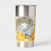 Igel in Herbstlaub Thermobecher (Links)