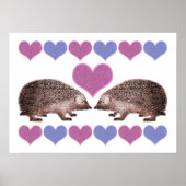Igel in Liebe Folk Art Style Hearts Poster (Vorne)