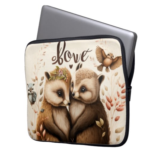 Igel in Liebe-Poster Laptopschutzhülle (Vorderseite Links)