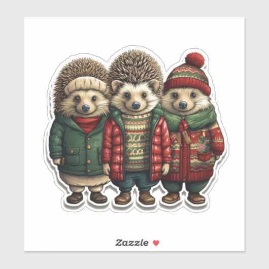 Igel in Sweaters Aufkleber (Blatt)