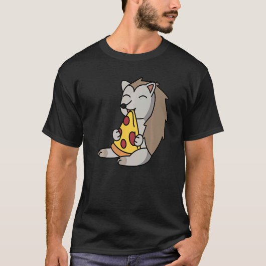 Igel isst Pizza Pet T-Shirt (Vorderseite)
