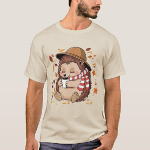 Igel-Kaffee-Shirt, Igel-Kürbis-Herbst-Shirt T-Shirt