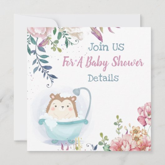 Igel Kinderdusche Einladung (Rückseite)