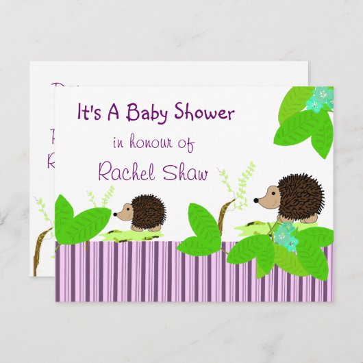 Igel Kinderdusche Einladung (Vorne/Hinten)