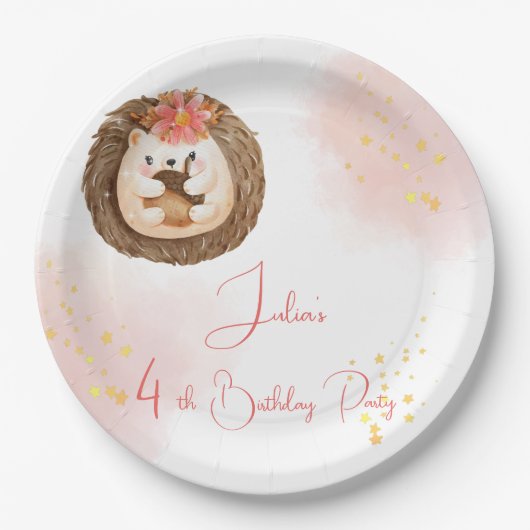 Igel Kindergeburtstag Pappteller (Vorderseite)