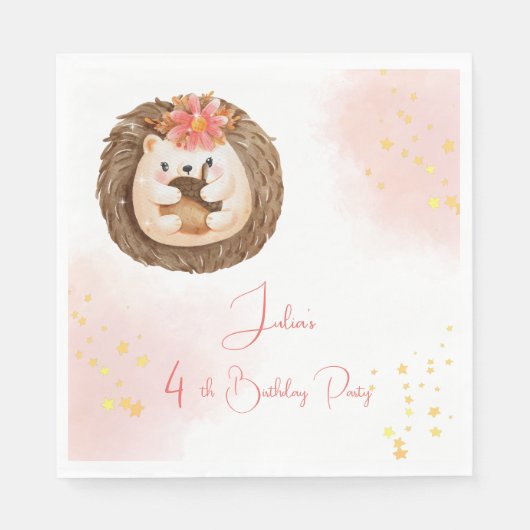 Igel Kindergeburtstag Serviette (Vorderseite)