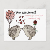 Igel Küssen Valentins Liebe Feiertagspostkarte (Vorderseite)