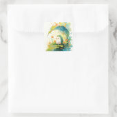 Igel Leaf Hideaway Quadratischer Aufkleber (Tasche)