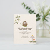 Igel Leaf Mushrooms Woodland Babydusche Einladung (Stehend Vorderseite)