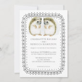 Igel Lesbian Gay Brides Wedding Einladung (Vorderseite)