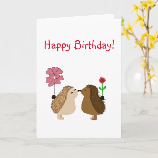 Igel Liebe Geburtstag Karte (Gelbe Blume)