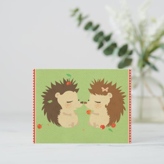 Igel Liebe Postkarte (Stehend Vorderseite)