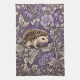 Igel Lila William Morris Inspirierte floral Geschirrtuch