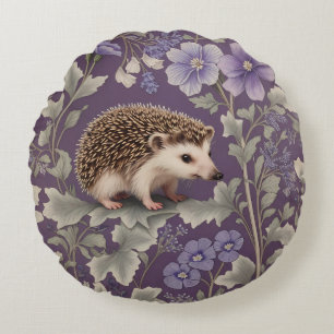 Igel Lila William Morris Inspirierte floral Rundes Kissen