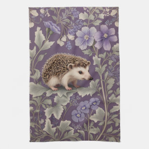 Igel-Lila William Morris Inspirierter Blumenmuster Geschirrtuch