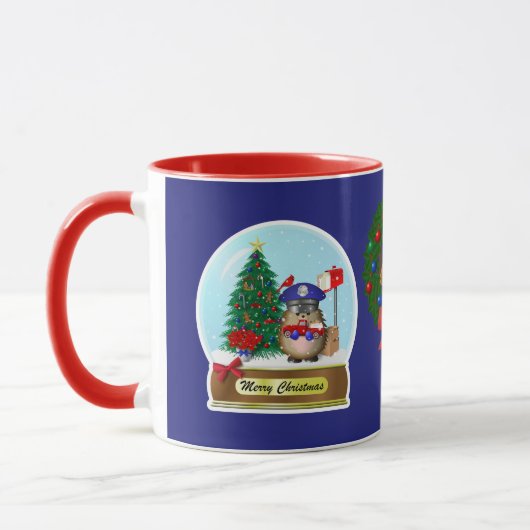 Igel Mail Carrier Snow Globe Tasse (Links)