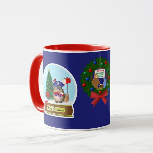 Igel Mail Carrier Snow Globe Tasse (Vorderseite Links)