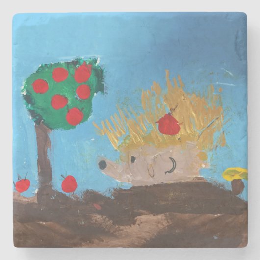 Igel-Malerei Steinuntersetzer (Vorderseite)