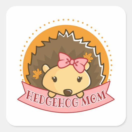Igel-Mama Quadratischer Aufkleber (Vorderseite)